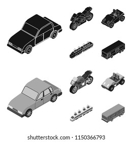 Motorcycle, golf cart, train, bus. Transport set collection icons in black,monochrome style vector symbol stock illustration web.