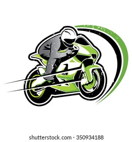 Motorcycle green racer vector