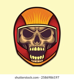 Motorcycle halmet and skull open mouth