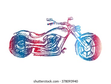 Motorcycle. Hand drawing illustration.