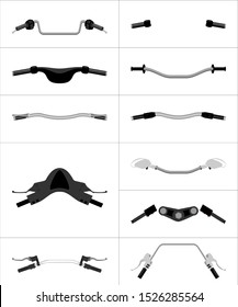 Motorcycle Handle Bars Different View Isolated On White Color Vector Illustration