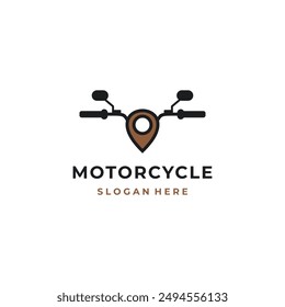 Manillar de motocicleta diseño de logotipo moderno con puntero de mapa motocicletas servicio de reparación de logotipo de negocio