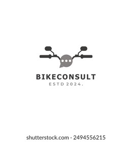 Motorcycle handlebar modern logo design with bubble speech chat motorcycles consulting business logo