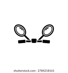Motorcycle Handlebar Rearview Mirrors Pair Icon. Black filled icon showing a pair of oval or round handlebar rearview side mirrors