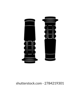 Motorcycle Handlebar Rubber Grips Pair Icon. Black filled icon of a pair of handlebar rubber hand grips for a motorcycle