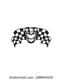 Motorcycle Headlamp Illustration With Flag For Racing