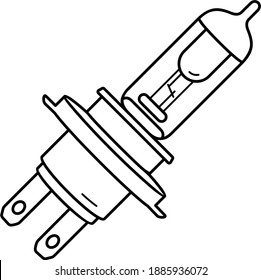 Motorcycle headlight bulb. Vector outline illustration.