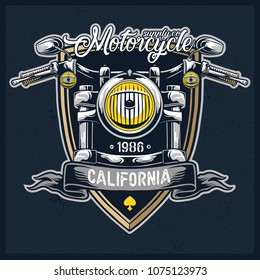 motorcycle headlight emblem vector illustration 