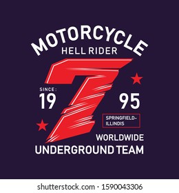 motorcycle hell rider typography. t-shirt graphics, banner, print, vectors.