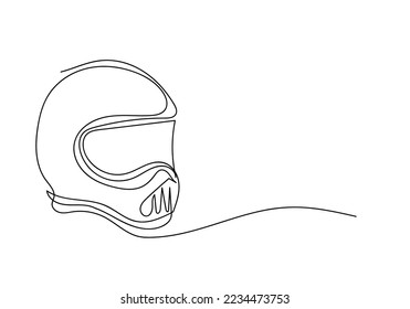 línea continua de casco de motocicleta.casco de motocicleta dibujo de una línea.casco de motocicleta vectorial de una línea