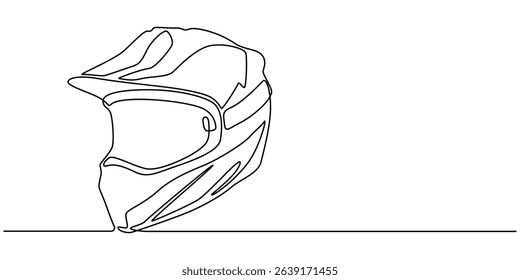motorcycle helmet continuous one line drawing, Continuous one line drawing motor racing helmet with closed glass visor. For car, motorcycle sport, race, motocross or biker club, motorsport competition