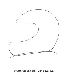 motorcycle helmet continuous one line one line drawing motor racing helmet with closed glass visor. For car motorcycle sport race motocross or biker club motorsport competition
