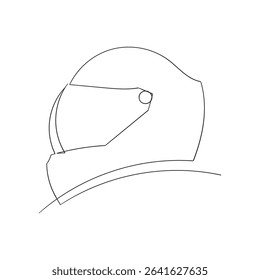motorcycle helmet continuous one line one line drawing motor racing helmet with closed glass visor. For car motorcycle sport race motocross or biker club motorsport competition