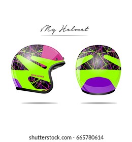 Motorcycle helmet with design vector