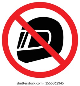 Motorcycle helmet. Do not enter with helmet icon sign