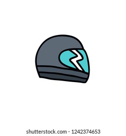 motorcycle helmet doodle icon