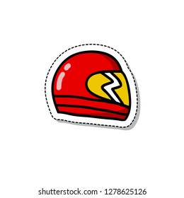 motorcycle helmet doodle sticker icon