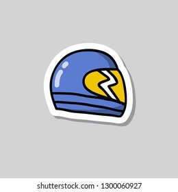 motorcycle helmet doodle sticker icon