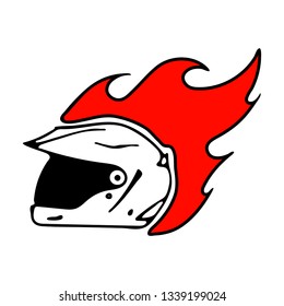 Motorcycle helmet with flame logo