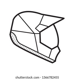 Motorcycle helmet hand drawn outline 