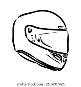 Motorcycle helmet hand drawn outline doodle icon. Motorbike protection and speed, safety equipment concept. Vector sketch illustration for print, web, mobile and infographics on white background.