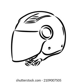 Motorcycle helmet hand drawn outline doodle icon. Motorbike protection and speed, safety equipment concept. Vector sketch illustration for print, web, mobile and infographics on white background.