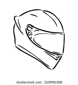 Motorcycle helmet hand drawn outline doodle icon. Motorbike protection and speed, safety equipment concept. Vector sketch illustration for print, web, mobile and infographics on white background.