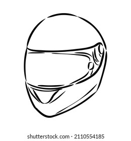 Motorcycle helmet hand drawn outline doodle icon. Motorbike protection and speed, safety equipment concept. Vector sketch illustration for print, web, mobile and infographics on white background.