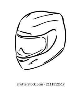 Motorcycle helmet hand drawn outline doodle icon. Motorbike protection and speed, safety equipment concept. Vector sketch illustration for print, web, mobile and infographics on white background.