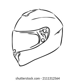 Motorcycle helmet hand drawn outline doodle icon. Motorbike protection and speed, safety equipment concept. Vector sketch illustration for print, web, mobile and infographics on white background.