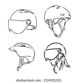 Motorcycle helmet hand drawn outline doodle icon. Motorbike protection and speed, safety equipment concept. Vector sketch illustration for print, web, mobile and infographics on white background.