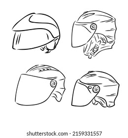 Motorcycle helmet hand drawn outline doodle icon. Motorbike protection and speed, safety equipment concept. Vector sketch illustration for print, web, mobile and infographics on white background.