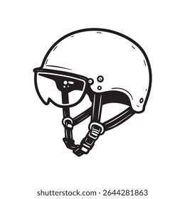 Motorcycle helmet hand drawn outline doodle icon. Motorbike protection and speed, safety equipment concept. Vector sketch illustration for print, web, mobile and infographics on white background.