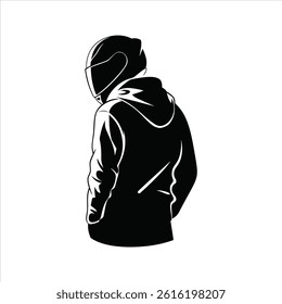 Motorcycle Helmet Hoodie Silhouette – Biker Street Style Vector Art