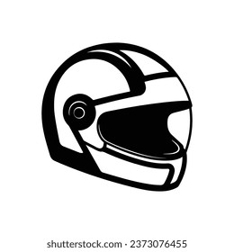 Motorcycle helmet icon. Biker head protector, isolated on white background. Vector illustration