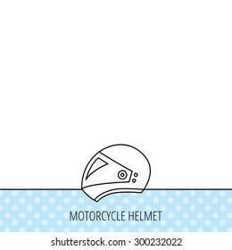 Motorcycle helmet icon. Biking sport sign. Circles seamless pattern. Background with icon. Vector