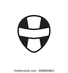 Plantilla De Ilustración Gráfica De Diseño De Icono De Casco De Motocicleta En Signo Y Símbolo De Estilo Plano. Adecuado para diseño de sitios web, logotipo, aplicación y ui. EPS 10.