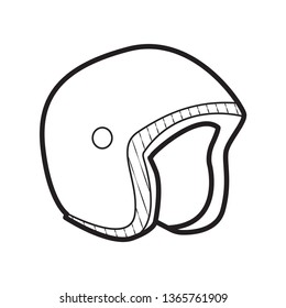 Motorcycle helmet icon in doodle sketch lines