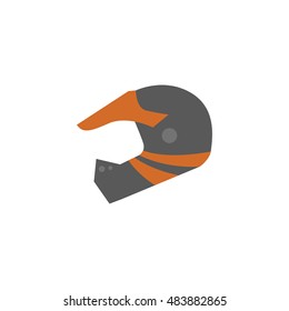 Motorcycle helmet icon in flat color style. Sport protection safety head racing race competition