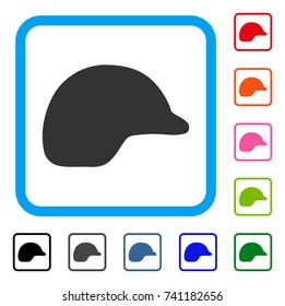 Motorcycle Helmet icon. Flat grey pictogram symbol in a light blue rounded squared frame. Black, gray, green, blue, red, orange color variants of Motorcycle Helmet vector.