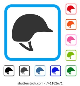 Motorcycle Helmet icon. Flat grey iconic symbol in a light blue rounded rectangle. Black, gray, green, blue, red, orange color additional versions of Motorcycle Helmet vector.