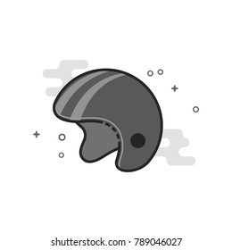 Motorcycle helmet icon in flat outlined grayscale style. Vector illustration.