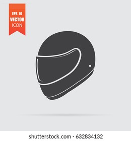 Motorcycle helmet icon in flat style isolated on grey background. For your design, logo. Vector illustration.