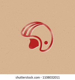 Motorcycle helmet icon in halftone style. Grunge background vector illustration.