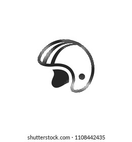 Motorcycle helmet icon in halftone style. Black and white monochrome vector illustration.