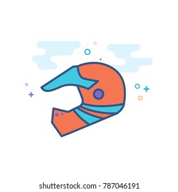 Motorcycle helmet icon in outlined flat color style. Vector illustration.