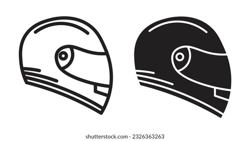 Motorradhelm-Icon-Set. Symbol für Motorrad- oder Motorroller-Helmzubehör