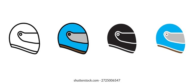 Icono del casco de la motocicleta fijado Vector sobre fondo blanco. moto, seguridad, equipo, protector, símbolo del casco. Ilustración vectorial.