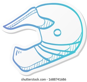 Motorcycle helmet icon in sticker color style. Sport protection safety head