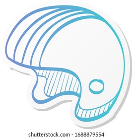 Motorcycle helmet icon in sticker color style. Sport protection safety head